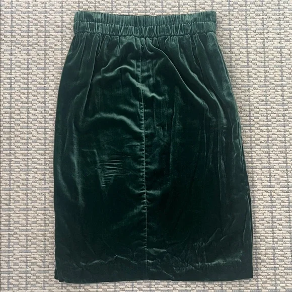 J. Crew Emerald Green Velvet Pull-On Midi Skirt Size Large - Picture 3 of 4